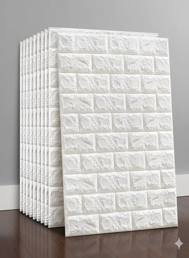 Narah ventures 3D Brick Wall Stickers for Home Decoration (70 x 77 cm) White Foam Panels, Peel and Stick Wallpaper, Waterproof Self-Adhesive Wall Decor for Living Room, Bedroom & Office - Image 1